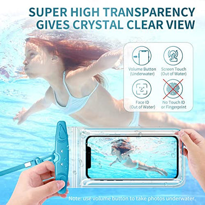 Universal Waterproof Phone Pouch, 4 Pack Waterproof Phone Case Dry Bag with Neck Strap Luminous Ornament for Water Games Cruise Essentials for iPhone 17 16 15 13 Pro Max Plus Galaxy Google up to 7.5"