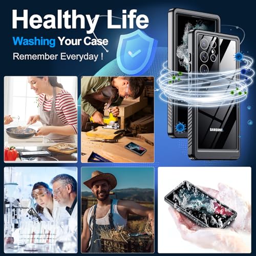 xiwxi for Samsung Galaxy S22 Ultra Case Waterproof,[IPX8 Underwater Case][Full Body Shockproof & Military Dropproof] Clear Sound Quality Built-in Screen Protector for Samsung S22 Ultra 6.8 inch-Black - size: For Samsung S22 Ultra-6.8"