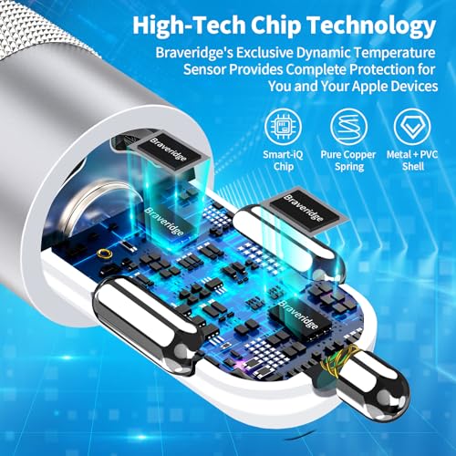 Apple MFi Certified iPhone Car Charger, 4-Pack 4.8A USB Car Phone Charger - color: Pearlescent Silver
