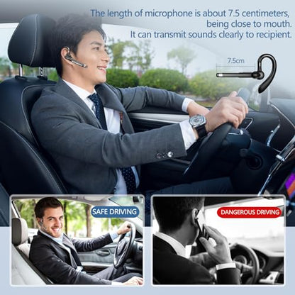 Bluetooth Headset with Microphone, Wireless Earpiece for Work & Driving - color: Black+silver