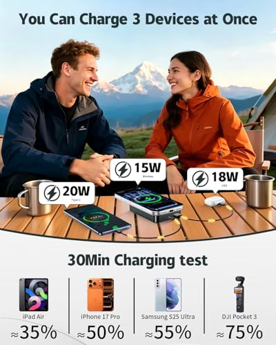 Magnetic Power Bank 26800mAh for Magsafe Portable Charger, Gray - color: Gray