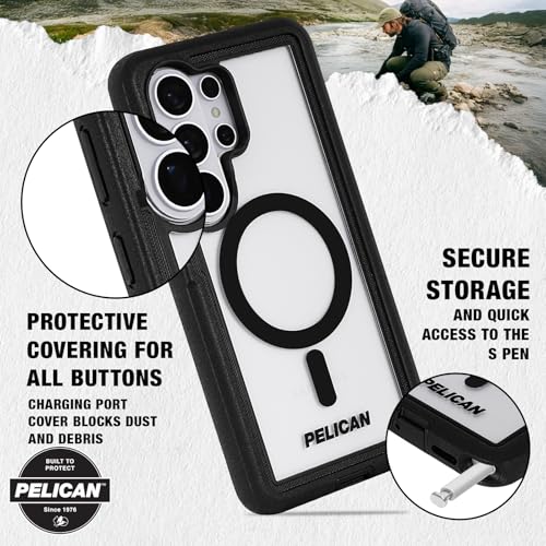 Pelican Voyager Samsung Galaxy S26 Ultra Case-Rugged Phone Case-Black/Clear | Magnetic & Wireless Charging Case with 24ft Military-Grade Drop Protection & Belt Clip Holster for Samsung Galaxy S26 Ultra - color: Voyager Black/Clear, size: Samsung Galaxy S2