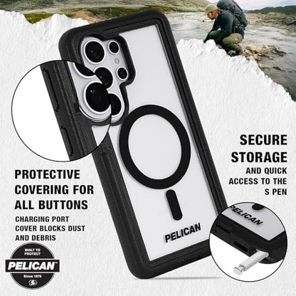 Pelican Voyager Samsung Galaxy S26 Ultra Case-Rugged Phone Case-Black/Clear | Magnetic & Wireless Charging Case with 24ft Military-Grade Drop Protection & Belt Clip Holster for Samsung Galaxy S26 Ultra - color: Voyager Black/Clear, size: Samsung Galaxy S2
