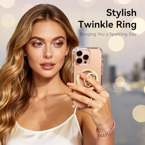 (Flexible Rotation) GUAGUA Magnetic Phone Ring for MagSafe Grip [Super Magnet] Stylish Ring Holder Stand, Mag Safe Accessories for iPhone 17 16 15 14 Pro Max Plus Air, Gold - color: Gold