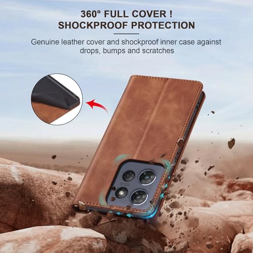 Jasonyu Flip Wallet Case for Moto G Power/Play (2025),Leather Magnetic Folio Cover with Card Holder,Kickstand - TPU Shockproof Durable Protective Phone Case,Brown | PU Leather Magnetic Folio Cover,with Card Holder,Kickstand,TPU Shockproof,Durable,Protecti