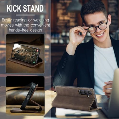 Compatible with Samsung Galaxy S26 Plus Case with Card Holder, Kickstand Protective Flip Folio Leather Wallet Case for Galaxy S26+ Plus 5G 6.7 inch (Coffee) - color: Coffee, size: S26 Plus 6.7 Inch