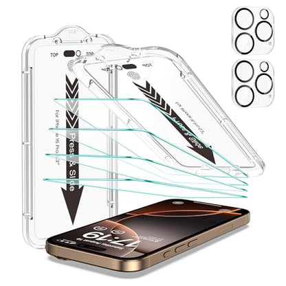 EZ-GLAZ-4+2 Pack for iPhone 16 Pro Screen Protector (6.3") HD Clear - size: iPhone 16 Pro