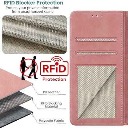 Wallet Case for Motorola Moto G Power (2025), Pink | RFID Blocking, Magnetic Closure, Card Holder, Kickstand, Shockproof Flip Cover - color: Pink