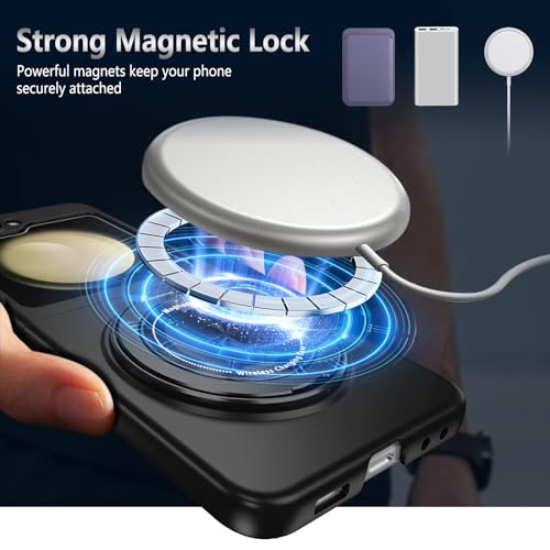 Magnetic Case for Samsung Galaxy Z Flip 5, [Compatible with MagSafe] Military Grade Shockproof Slim fit Samsung Z Flip 5 Phone Case with Magnetic Ring Kickstand, Black - color: Black, size: Samsung Galaxy Z Flip 5