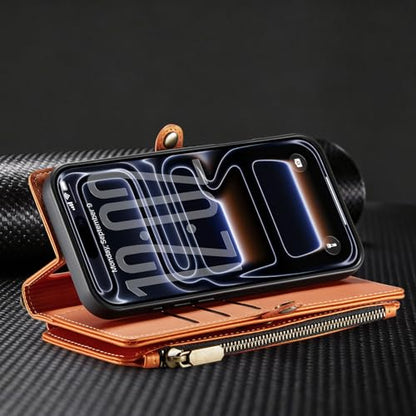 Defencase for iPhone 17 Pro Max Wallet Case with RFID Card Holder, Orange - color: Orange