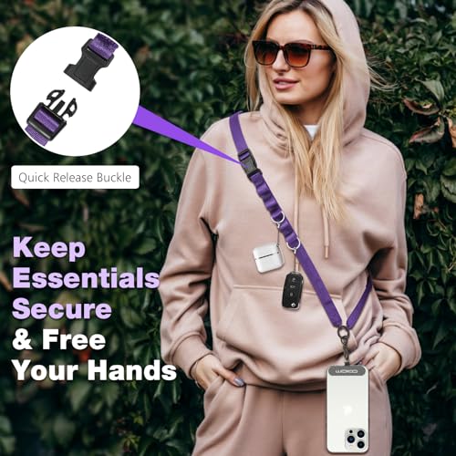 MoKo Adjustable Phone Lanyard Crossbody Strap with Detachable Quick Buckle - color: Dark Purple
