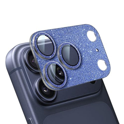 Camera Lens Protector for iPhone 17 Pro Max, Bling Glitter Women - color: Sparkly Blue