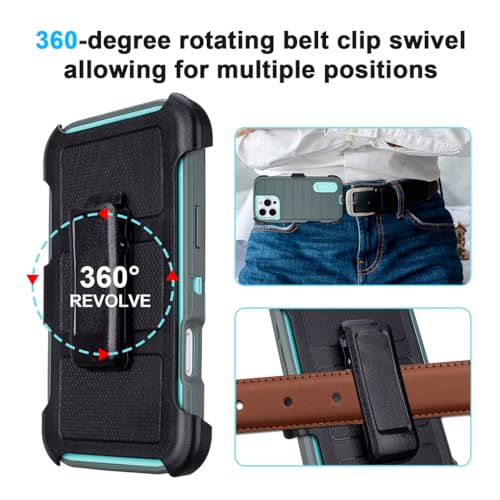 for iPhone 16 Pro Phone Case with Belt Clip 3 Layers of Sturdy | Holster Military Grade Shockproof ProProtective Cases Heavy Duty Phone Cases iPhone 16 Pro Case 6.3 Inch (Dark Green) - color: Dark Green