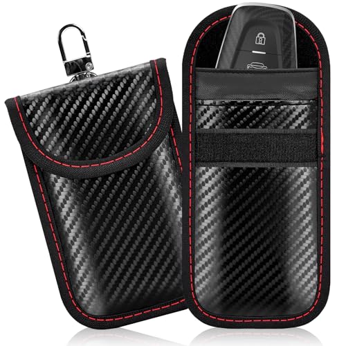 Faraday Pouch for Key Fob, RFID Signal Blocking Pouch, 2 Pack | Dual-layer shielding blocks key fob signals to prevent relay attacks. Protects car keys from keyless theft at home or away - size: Small Size (3.23 x 5.12 inches)