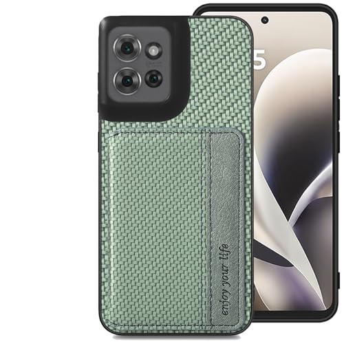 for Motorola Moto G Power 2026 Case Wallet with Card Holder Green | Shockproof Protective Phone Cases Cover, Carbon Fiber Pattern Design, Built-in 2 Credit Card Slots, Hidden Magnetic Closure - color: Green