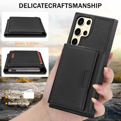 for Samsung Galaxy S23 Ultra Wallet Case, 2-in-1 Detachable Magnetic Wallet Case, Card Holder RFID Blocking, Fashionable Faux Leather Card Slot & Folding Design (Black) - color: Black, size: Samsung Galaxy S23 Ultra