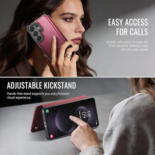 for Samsung Galaxy S26 Ultra - Slim Case Magnetic Wallet, WineRed - color: Wine Red, size: Galaxy S26 Ultra