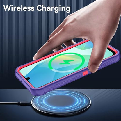 for Samsung Galaxy A16 5G Case : 3-Layer Shockproof Phone Cover with HD Screen Protector,Hybrid Protective Military-Grade Drop Protection for Galaxy A16 5G Phone Case(Violet/Pink) - color: Violet/Pink