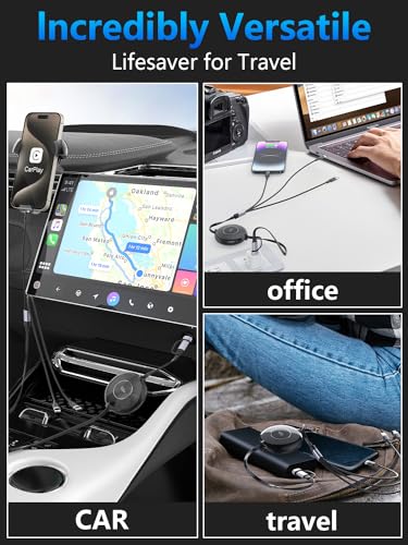 4FT Multi Charging Cable 100W Retractable USB C Multiple Charging Cable iPhone Fast Charging Cord 3-in-1 Multi Charger Adapter for iPhone 14 15 13 ipad,Pixel,Samsung Universal Cable Travel Essentials