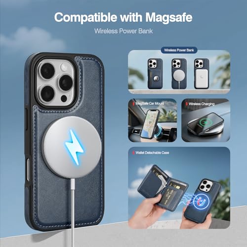 Antsturdy Compatible with MagSafe iPhone 16 Pro Max Wallet Case,Dark Blue - color: Dark Blue, size: iPhone 16 Pro Max - 6.9"