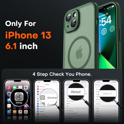 TOCOL for iPhone 13 Case, Compatible with MagSafe, Alpine Green - color: Alpine Green, size: Iphone 13