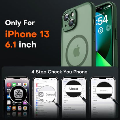 TOCOL for iPhone 13 Case, Compatible with MagSafe, Alpine Green - color: Alpine Green, size: Iphone 13