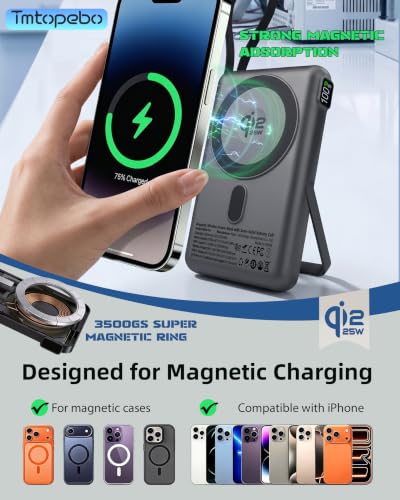 Tmtopebo Qi2 Certified Fast Wireless Charger 10000mAh Semi-Solid Power Bank