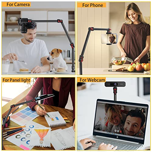 Overhead Camera Mount Desk Stand, 3-Section Detachable Articulating Arm