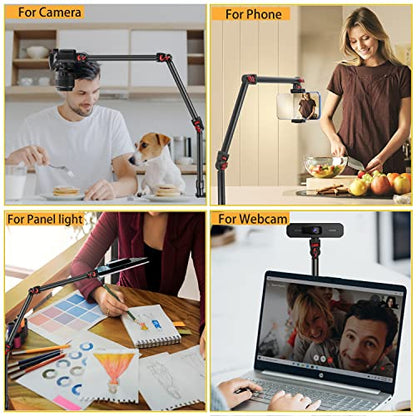 Overhead Camera Mount Desk Stand, 3-Section Detachable Articulating Arm