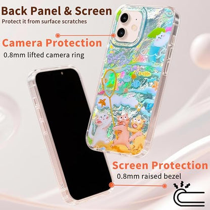 Compatible with iPhone 11 Case,with [Soft Slim][Camera Protection] Cute Fishing Cats Shiny Aesthetic Phone Cover Anti-Yellowing Shockproof Protective Cover for Women Girl - color: Fishing Cats, size: iPhone 11