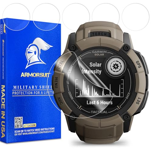 ArmorSuit 6 Pack for Garmin Instinct 2X Solar (50mm) Screen Protector MilitaryShield HD Clear TPU Film - Made in USA - size: Instinct 2X Solar (50mm)
