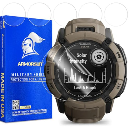 ArmorSuit 6 Pack for Garmin Instinct 2X Solar (50mm) Screen Protector MilitaryShield HD Clear TPU Film - Made in USA - size: Instinct 2X Solar (50mm)