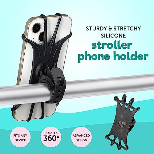 Hoovy Stroller Phone Mount | Silicone Stroller Phone Holder | Cell Phone Holder for Strollers, Shopping Carts, or Handlebars | Phone Holder Mount for Strollers