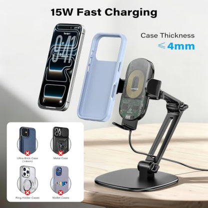 APPS2Car Wireless Charging Phone Stand for Desk - color: Black - Wireless Charging Stand