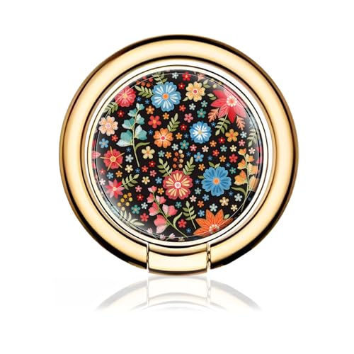 Cell Phone Ring Holder, Cute Metal Phone Grip Stand Finger Ring Kickstand, Flexible 360°Rotation Phone Tablet Case Accessories Compatible with Most Phones Colorful Beautiful Flowers