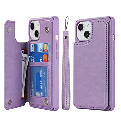 Cavor for iPhone 14 Wallet Case with Card Holder for Women, Purple - color: C-Purple
