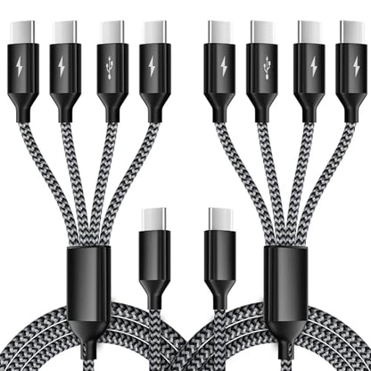 4 in 1 Multi Charging Cable, 2 Pack 5FT USB C Splitter Multi Charging Cable - color: Darkgrey, size: 2Pack5FT