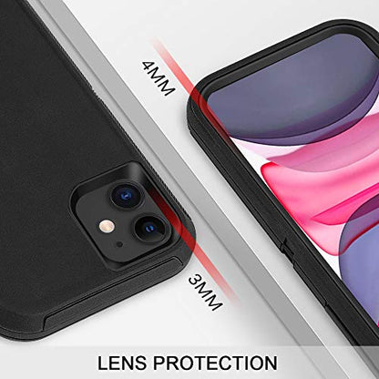 MAXCURY for iPhone 11 Case, Heavy Duty Shockproof Full Body Protection Phone Case for Men & Women, Hard PC Bumper + Soft TPU Silicone Rubber Back Cover for iPhone 11 6.1 inch (Black) - color: Black