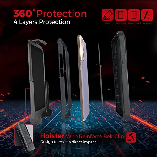 MOTIVE Heavy Duty Case for Samsung Galaxy s22 Plus, Belt Clip | 6.6" | Bunker Series, Military Grade Multi-Layer Protection, PC/TPU Build, Sealed Port Cover, 20 ft Drop tested - size: S22 Plus