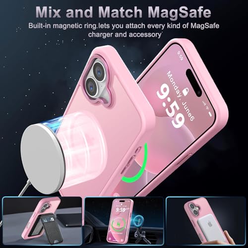 Newfuture Magnetic for iPhone 16 Case Matte Shockproof, Chalk Pink | Military Drop Protection, Slim Matte Anti-Fingerprint, Compatible with Magsafe, Camera Guard, Translucent Protective Cover - color: Chalk Pink, size: iPhone 16 6.1 inch