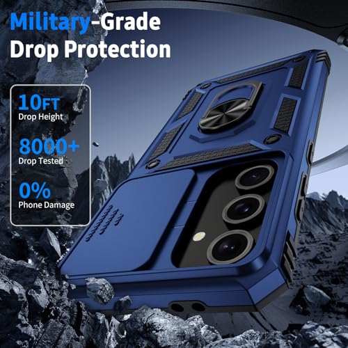 for Samsung Galaxy A16 5G Case with Camera Lens Cover, 10 FT Military Grade Drop Protection, Magnetic Ring Holder Kickstand Protective Phone Case, Navy Blue - color: Navy Blue, size: Galaxy A16 5G