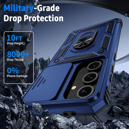 for Samsung Galaxy A16 5G Case with Camera Lens Cover, 10 FT Military Grade Drop Protection, Magnetic Ring Holder Kickstand Protective Phone Case, Navy Blue - color: Navy Blue, size: Galaxy A16 5G