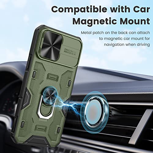 Caka for iPhone iPhone 13 & 12 Pro Max Case with Stand & Camera Cover | Belt Clip Holster, 360° Rotated Kickstand, Sliding Camera Lens Cover, Heavy Duty Hard Shockproof Rugged Phone Cover