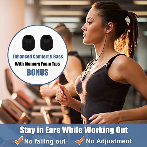 Joysico Wired Sport Running Headphones Over Ear in-Ear Earbuds w Mic Purple - color: Purple