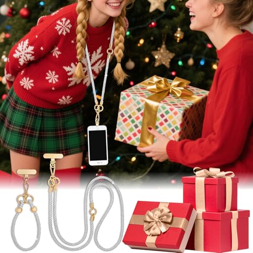 ABJFJE Crystal Phone Lanyard Crossbody & Wrist Strap Phone Strap Crossbody & Wrist Lanyard Anti Theft Phone Strap for Women - color: White 1