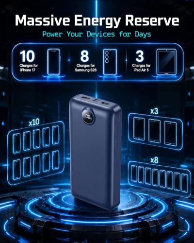 Portable Charger Power Bank 50000mAh Fast Charging External Battery Pack - color: Blue
