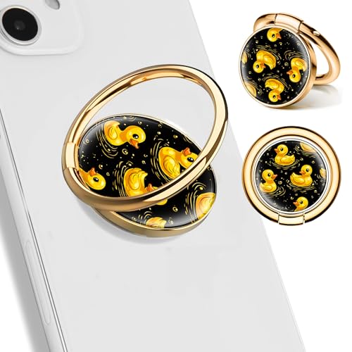 Cell Phone Ring Holder, Cute Phone Ring Grip Stand, 360°Rotation Funny Metal Kickstand Finger Grip Cute Yellow Ducks - color: Cute Yellow Ducks