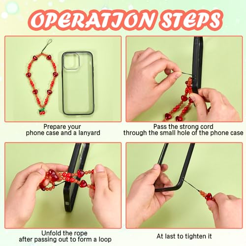 BEEFLYING Beaded Phone Charm Wrist Strap for Case - color: Transparent