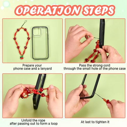 BEEFLYING Beaded Phone Charm Wrist Strap for Case - color: Transparent
