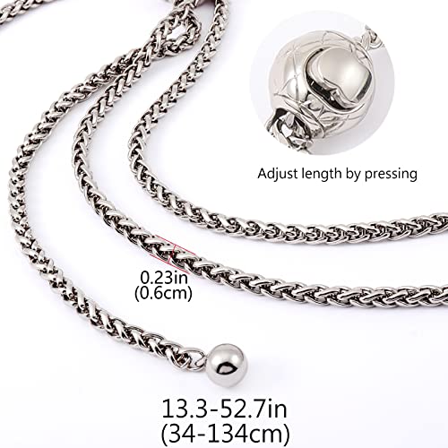 Portable Crossbody Phone Lanyard - Adjustable Metal Chain Case - color: Cell Phone Clips and Chains（silver White Color）x03
